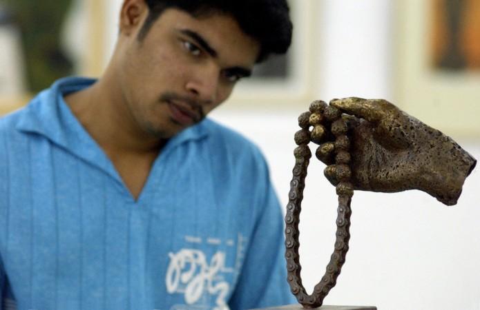 An art enthusiast at Venkatappa art gallery An art enthusiast at Venkatappa art gallery