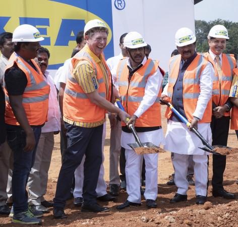 Karnataka Deputy Chief Minister Dr. G Parameshwara and IKEA India CEO Peter Betzel during ground breaking ceremony for their third store in India, in Bengaluru on Oct 11, 2018. IKEA Store Bengaluru