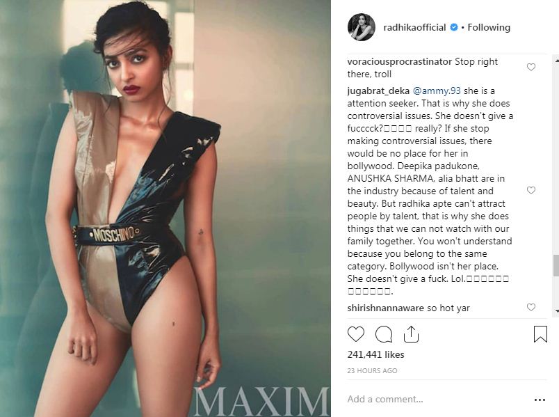 Radhika Apte criticized for wearing bikini. Radhika Apte in Bikini