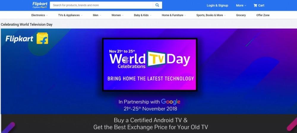 Depending on the screen-sizes, Flipkart has promised to give flat discounts and additional cash back up to Rs 28,000 via exchange offer Flipkart, World TV's Day, Google, Android TV,