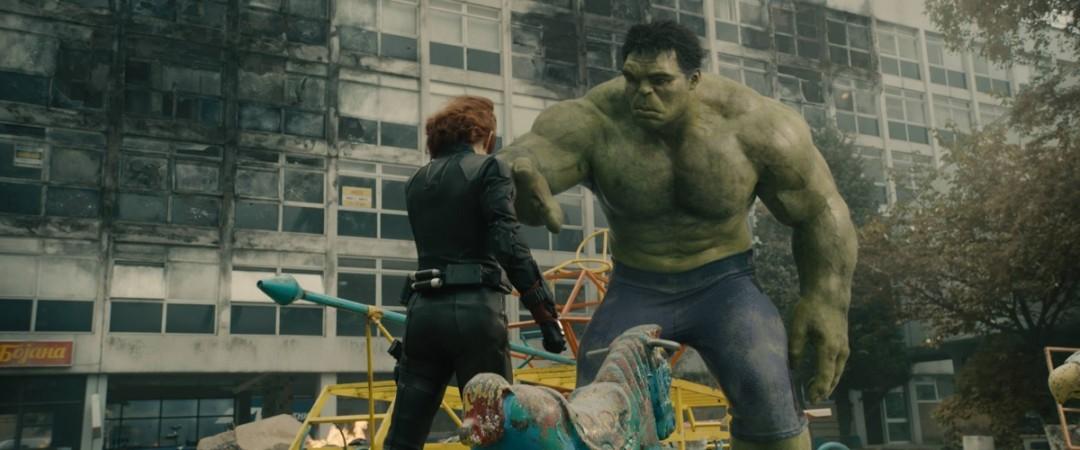 Black Widow calms the Hulk down in Avengers: Age of Ultron Avengers