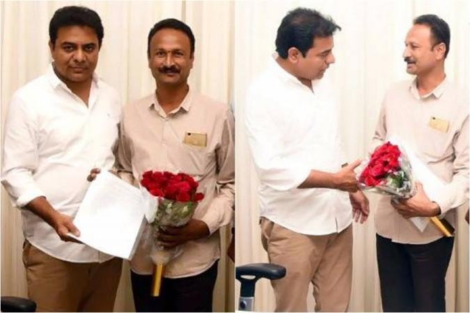KTR with Padmasri Chintakindi Mallesham KTR with Padmasri Chintakindi Mallesham
