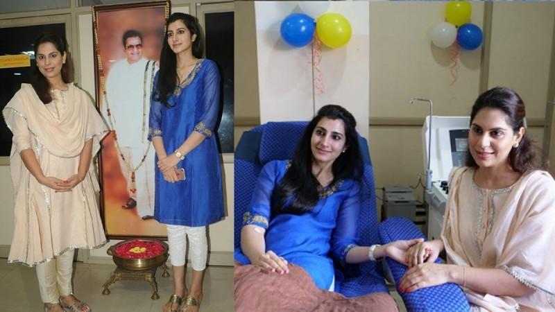 Upasana Kamineni with Nara Brahmani at blood donation camp