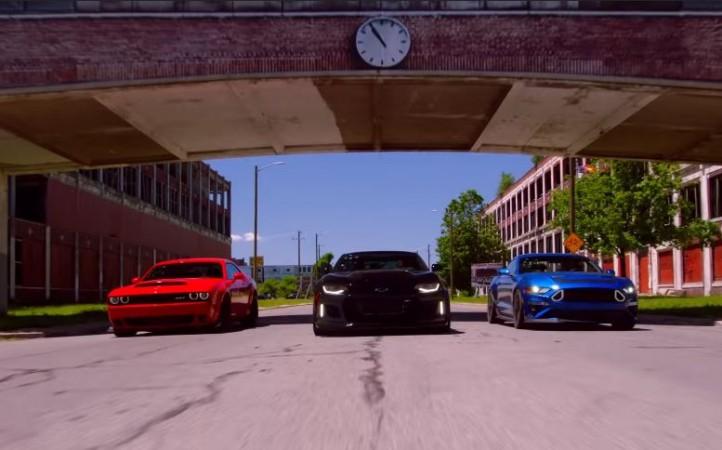 Ford Mustang RTR, Dodge Challenger Demon, and Hennessey Exorcist Camaro in The Grand Tour Season 3 The Grand Tour Season 3