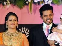 Sreesanth with wife Bhuvneshwari and daughter