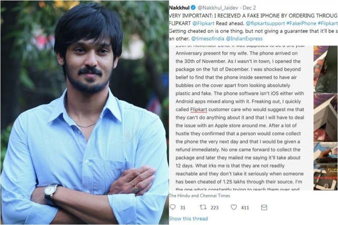 Tamil actor Nakkhul Jaidev alleges Flipkart of delivering fake iPhone XS MAX Tamil actor Nakkhul Jaidev alleges Flipkart of delivering fake iPhone XS MAX