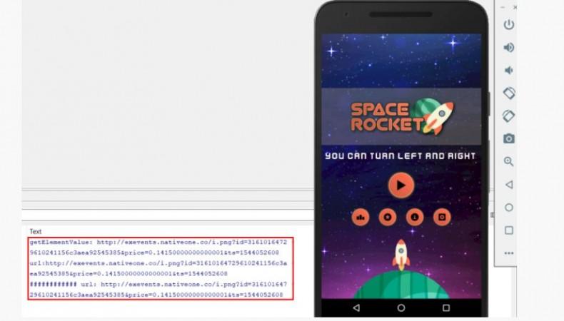 The clickfraud code, shown here in an Android debugger window, reports to advertisers that the app, running in an Android Virtual Device, is actually a different app running on an iPhone Google Play, malicious apps, Space Rocket, SophosLabs