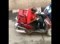Zomato delivery man eating ordered food