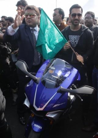 John Abraham with Yamaha YZF-R1 John Abraham with Yamaha YZF-R1