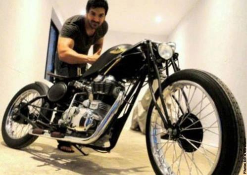 John Abraham with his Rajputana customized RE bike John Abraham bikes