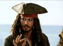 Johnny Depp in Pirates of the Caribbean movie