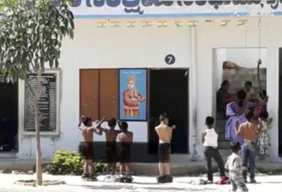 Students stripped naked by teacher for coming late in Chaitanya Bharathi School, Punganur, Chittoor, Andhra Pradesh Students stripped naked by teacher for coming late in Chaitanya Bharathi School, Punganur, Chittoor, Andhra Pradesh