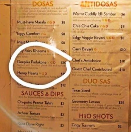 Deepika on menu