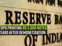 RBI stops printing Rs 2,000 notes two years after demonetisation