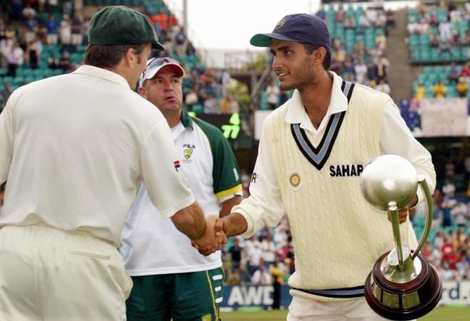 Ganguly with the Border-Gavaskar trophy in 2004. Sourav Ganguly Steve Waugh