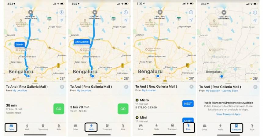 Apple Maps, navegación, guía paso a paso, India,