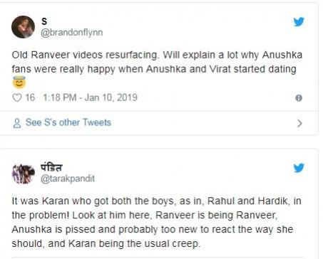 Ranveer and Aushka in KJo's Koffee with Karan. Ranveer and Aushka in KJo's Koffee with Karan.