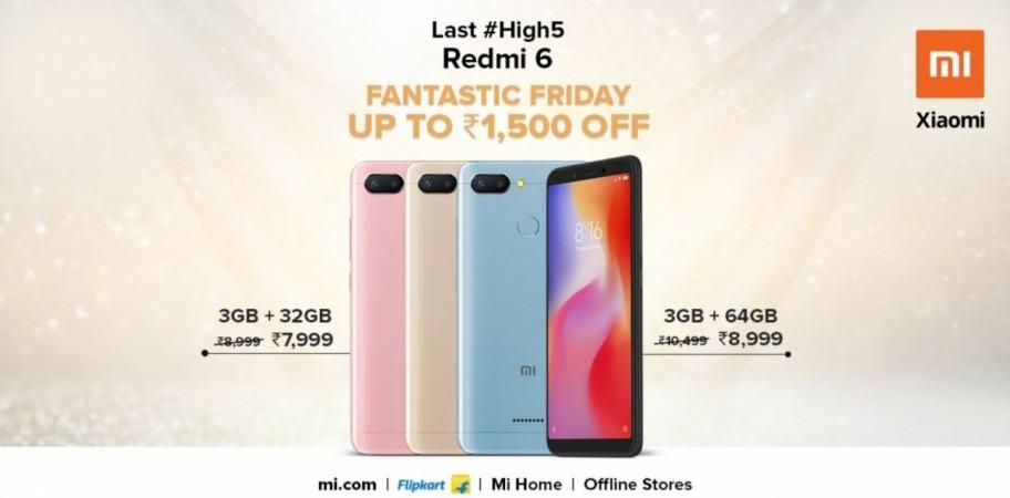 As part of the fifth year anniversary, Xiaomi has slashed the price of Redmi 6 in India. Xiaomi, Redmi 6, discount