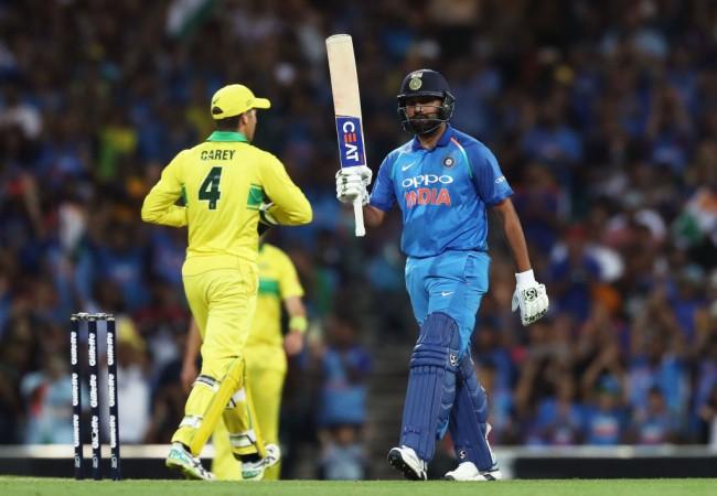 Rohit Sharma acknowledges the crowd after his century in the first ODI in Sydney. Rohit Sharma