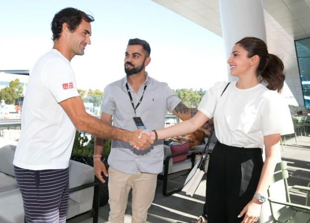 Kohli introducing Federer to Anushka. Virat Kohli Roger Federer Anushka Sharma
