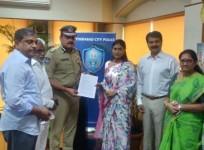 YS Sharmila and her husband Anil Kumar are seen lodging complaint