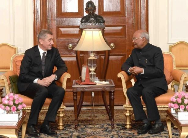 Czech Prime Minister Andrej Babis meets President Ram Nath Kovind at Rashtrapati Bhavan in New Delhi, on Jan 19, 2019. Czech Prime Minister Andrej Babis