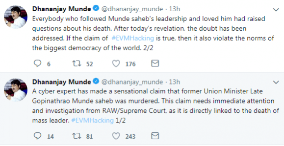 Dhananjay Munde tweet