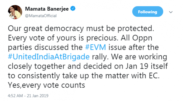 Mamata Banerjee tweet on EVM hacking Mamata Banerjee tweet on EVM hacking