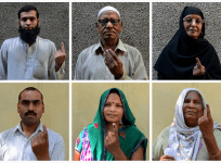 Indian voters after casting their votes