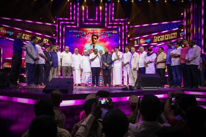 A picture of the trailer launch event of Nikhil Kumar's Seetharama Kalyana. Nikhil Kumar's Seetharama Kalyana Audio Launch