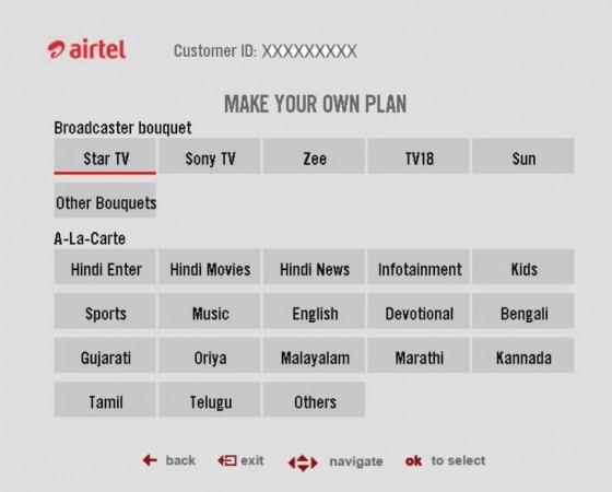 Airtel's new make your own plan for DTH TV service subscribers Airtel, digital TV, new subscription plan