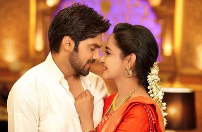 Arya with Abarnathi in Enga Veetu Mappillai. Arya with Abarnathi in Enga Veetu Mappillai