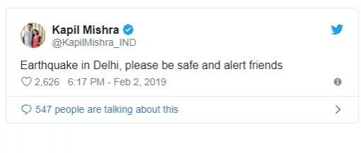 Delhi earthquake