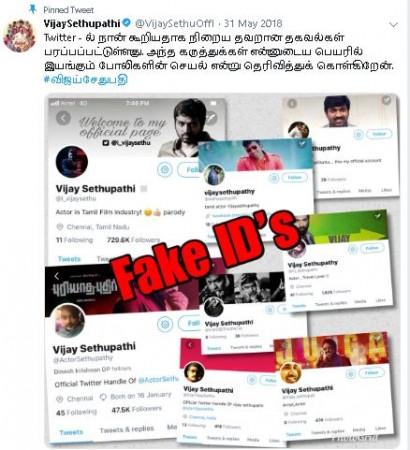 A screen shot of Vijay Sethupathi's tweet. Vijay Sethupathi ends the controversy around the controversial comments on Bhagavad Gita