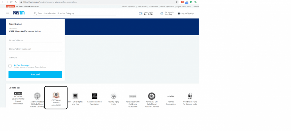 CRPF Wives Welfare Association has opened a donation account on Paytm website and mobile apps for Android and iOS. Paytm, CRPF Wives Welfare Association, Pulwama