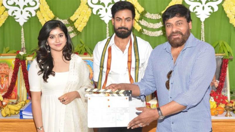 Chiranjeevi at his nephew Vaishnav Tej's debut movie launch Chiranjeevi at his nephew Vaishnav Tej's debut movie launch