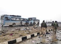 The site on on the Srinagar-Jammu highway where 20 Central Reserve Police Force (CRPF) troopers were killed and 15 others injured in an audacious suicide attack by militants in Jammu and Kashmir's Pulwama district on Feb 14, 2019.