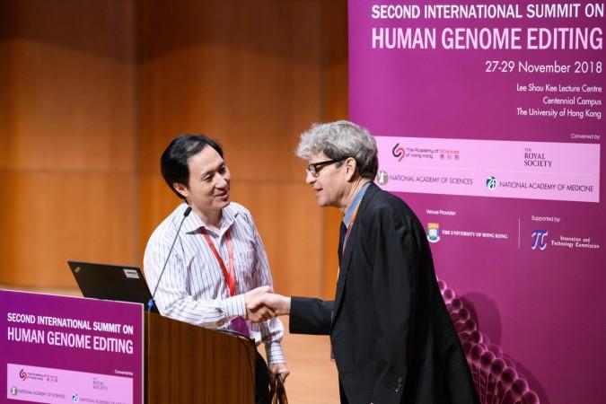 Chinese scientist He Jiankui (L) arrives to speak at the Second International Summit on Human Genome Editing in Hong Kong on November 28, 2018. (Photo by Anthony WALLACE / AFP) (Photo credit should read ANTHONY WALLACE/AFP/Getty Images) gene edited babies,