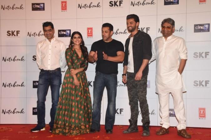 Salman Khan, Zaheer Iqbal, Pranutan Bahl at Notebook trailer launch Salman Khan, Zaheer Iqbal, Pranutan Bahl, Notebook trailer