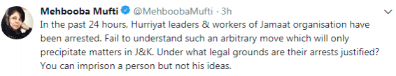 Mehbooba mufti tweet