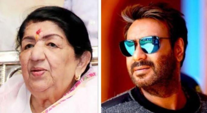 Lata Mangeshkar and Ajay Devgn