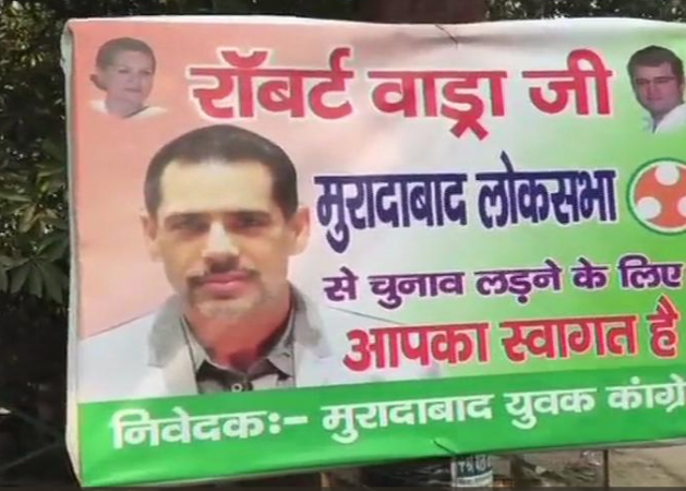 Posters emerged in Uttar Pradesh's Moradabad urging Robert Vadra to contest the 2019 Lok Sabha polls. Robert Vadra