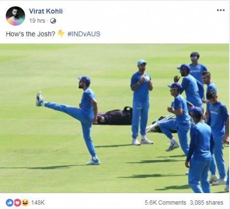Virat Kohli in preparation for the second T20 against Australia. Virat Kohli