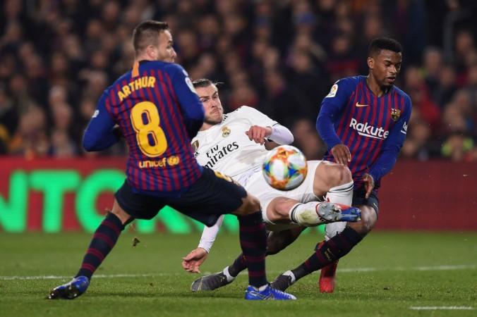 Gareth Bale against Barcelona in the Copa Del Rey semi-final first leg. Gareth Bale Real Madrid vs Barcelona Arthur Malcolm