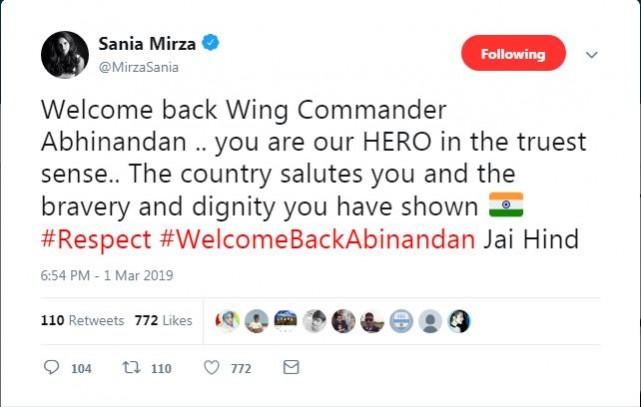 Sania Mirza Abhinandan Varthaman