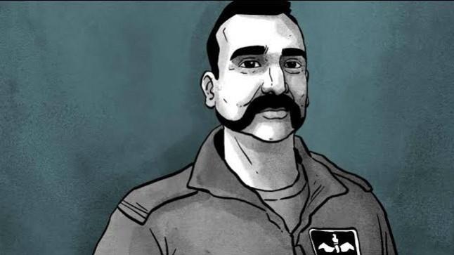 A caricature of Wing Commander, Abhinandan Varthaman who was released by Pakistan on March 1 after his Mirage 2000 jet was struck down in PoK mous