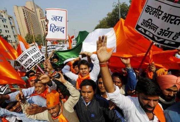 ABVP activists during a protest march. ABVP