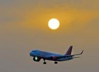 The Air India plane flying the inaugural trip from Lucknow,