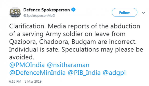 defense ministry tweet