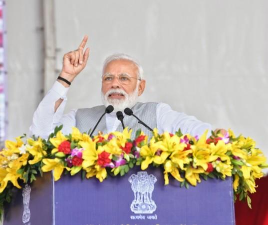 Prime Minister Narendra Modi addresses during a programme at Greater Noida, Uttar Pradesh on March 9, 2019. Prime Minister Narendra Modi